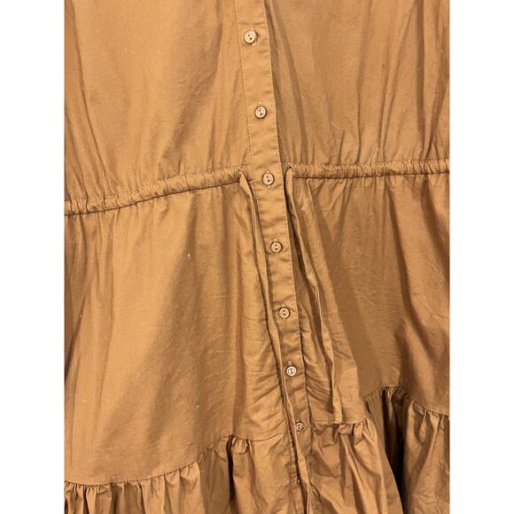 Boho Chic Avant Garde Cottagecore Lagenlook Tiered Dress M Art Terracotta Brown - Picture 6 of 16